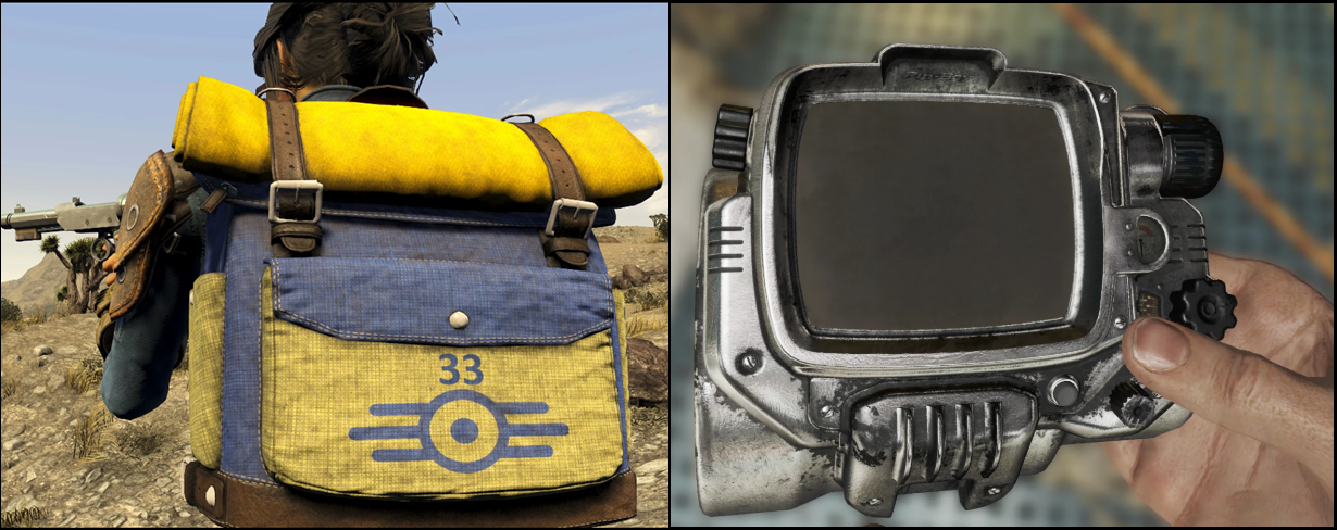 Vault 33 Vault-Tec backpack and Pip-Boy styled like the tv show